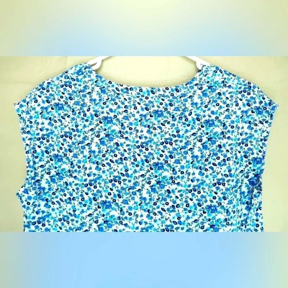 Jane and Delancey Floral Top Blue Boho Hippie Tiered Oversized Blouse Shirt EUC - Picture 5 of 7